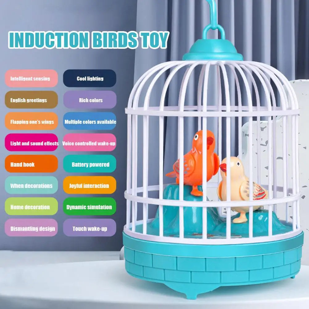 Khilona-garden® HWD Voice-Activated Induction Birdcage with chirping bird toy