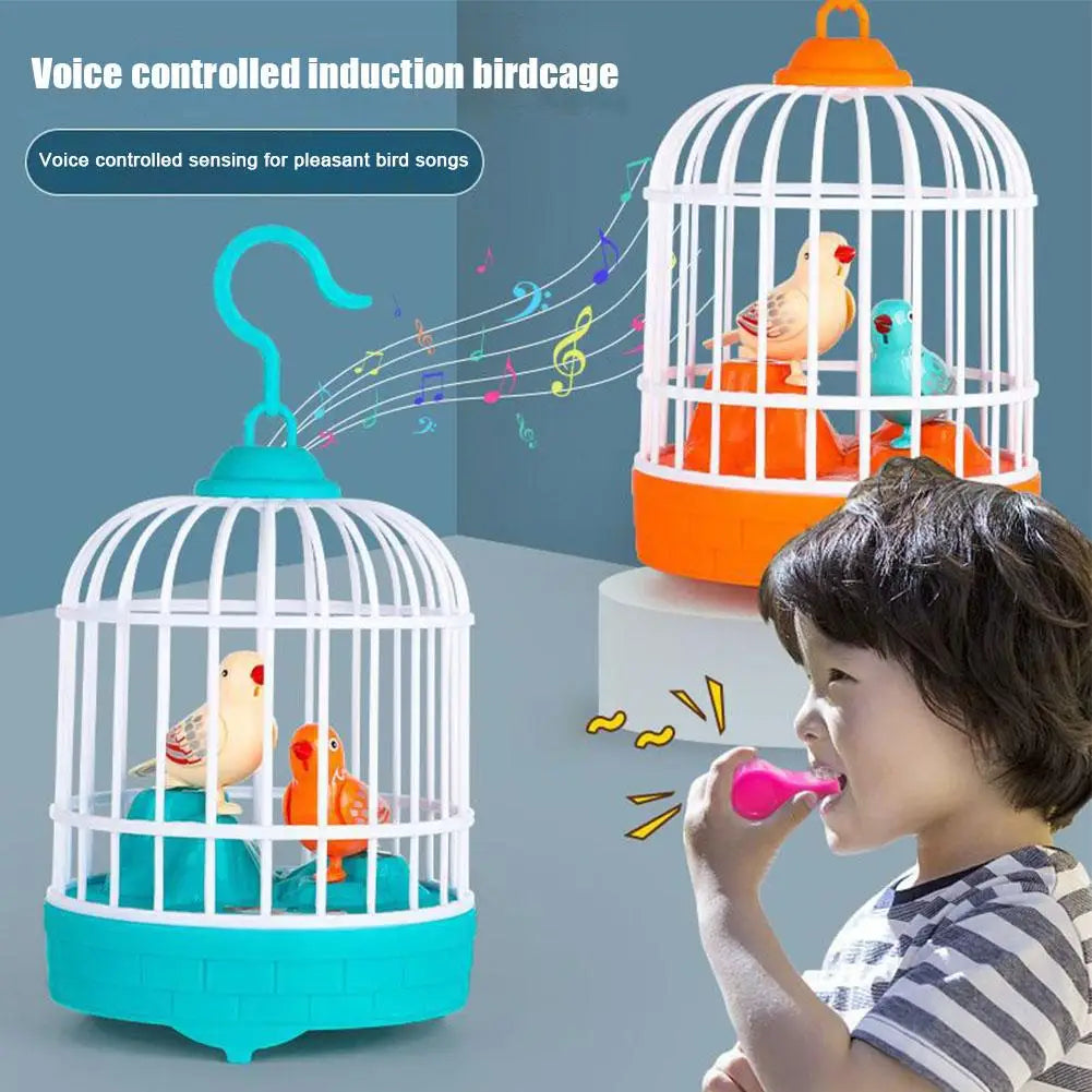 Khilona-garden® HWD Voice-Activated Induction Birdcage with chirping bird toy
