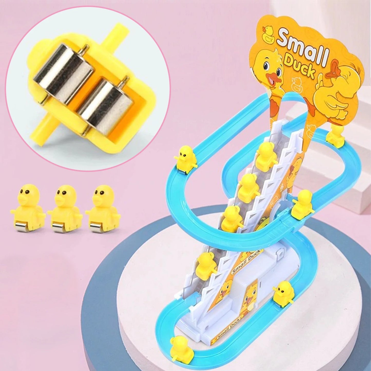khilona-garden® Small Duck Climbing Stairs Toy,Electric Duck Roller Coaster Set