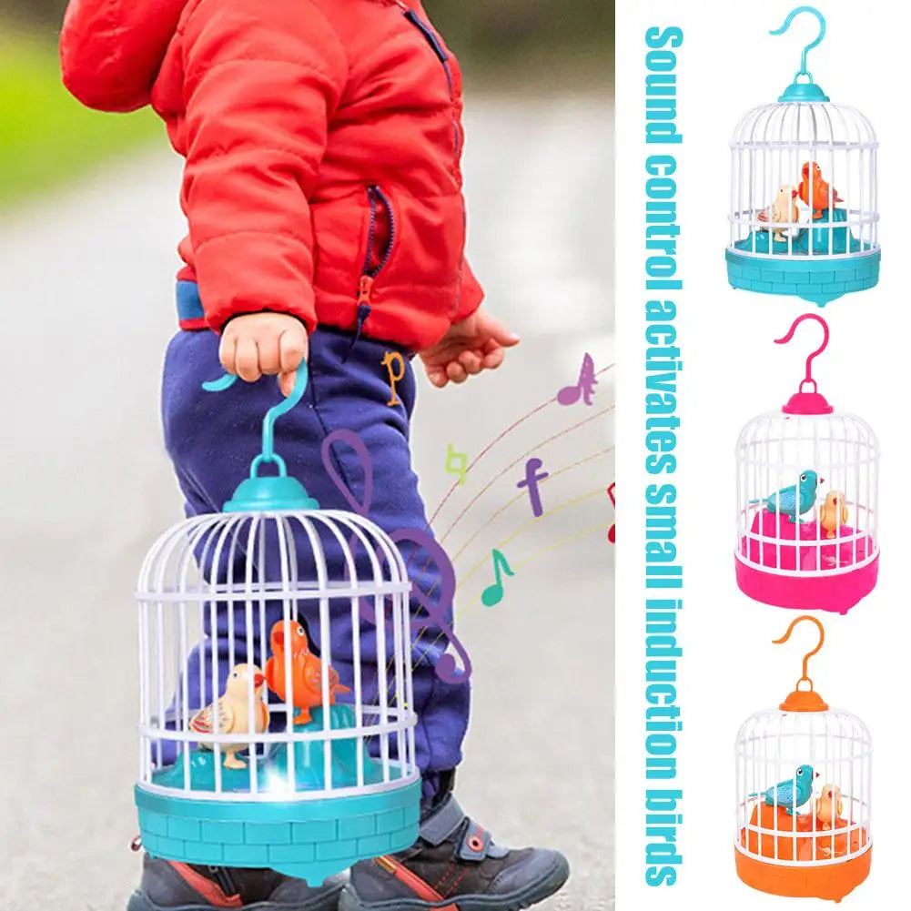Khilona-garden® HWD Voice-Activated Induction Birdcage with chirping bird toy