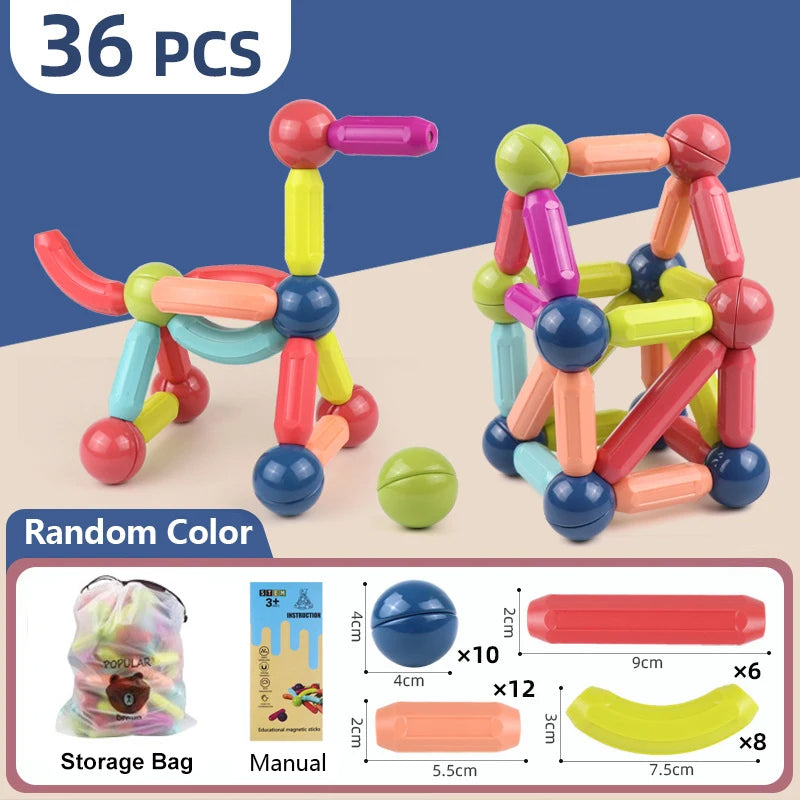 khilona-garden® Magnetic Blocks Set Toy Magnetic Bar Constructor Building Blocks 36 Pcs