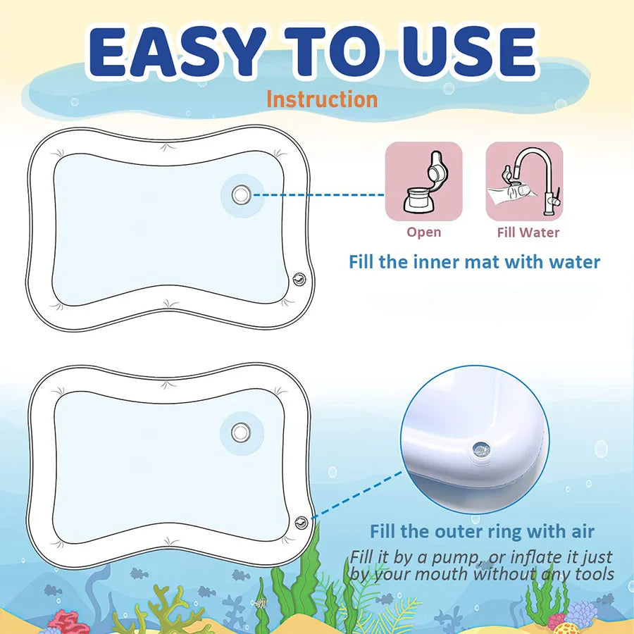 khilona-garden®  Splashin'kids Inflatable Tummy time Premium Water mat for Infants and Toddlers