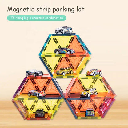 khilona-garden® Preschool DIY Construction Racing Track Magnetic Blocks With Car