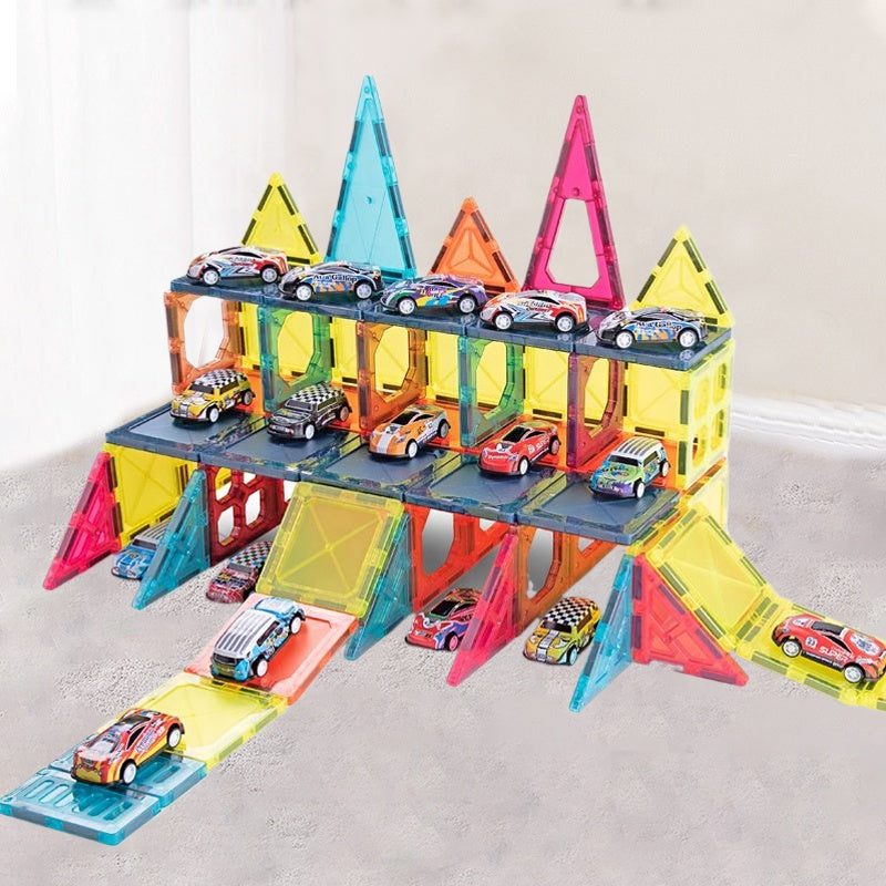 khilona-garden® Preschool DIY Construction Racing Track Magnetic Blocks With Car