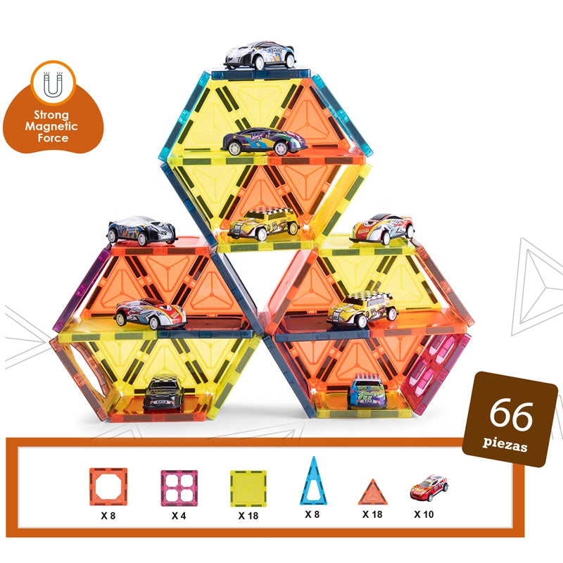 khilona-garden® Preschool DIY Construction Racing Track Magnetic Blocks With Car